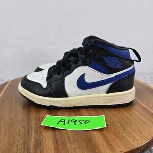 Jordan 1 Mid Kids 11c Racer Blue PS Black Casual Lifestyle Sneaker 640734-140